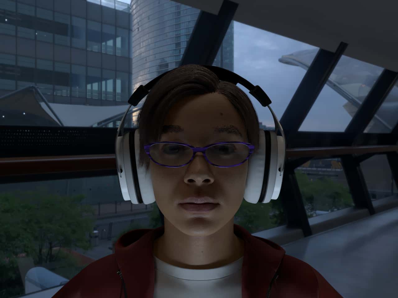 Head Straight, Glasses, Headphone