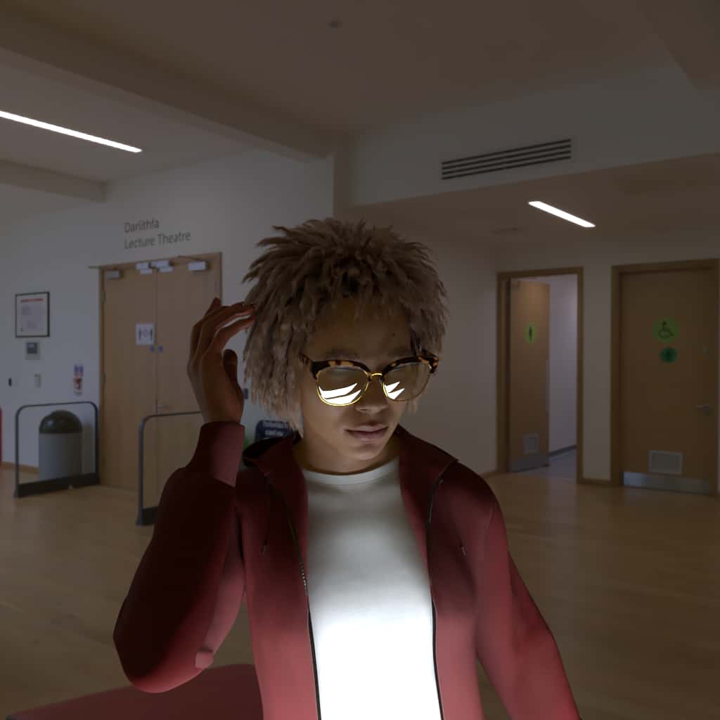 Head looks down, Glasses, Gesture